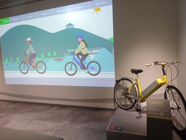 横浜みなとみらい・ヤマハ発動機「Yamaha E-Ride Base」に展示されている電動アシスト自転車のプロトタイプ